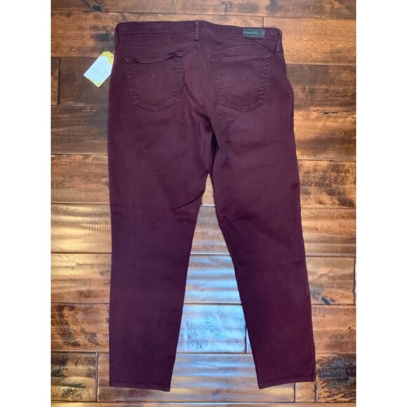 AG Adriano Goldschmied Maroon Stevie Ankle Slim Straight Leg Jeans Size 31 - Picture 4 of 5